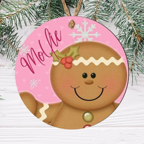 Personalised Christmas Tree Name Bauble - 12 Unique Designs (Elf, Santa, Reindeer, Snowman, Penguin, Polar Bear) (Design 10, Mdf Wood Indoor Use Only)