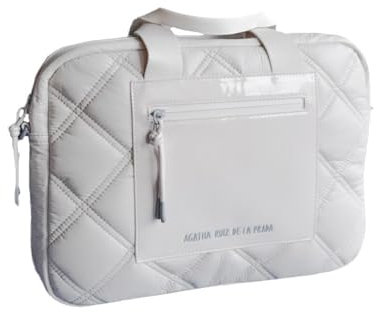 Agatha Ruiz de la Prada Maletín ordenador acolchado gris funda reforzada cierre cremallera