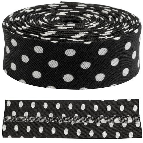 AERZETIX - C73162 - Dekoratives Schrägband 4.5 meter x 20 mm - aus 35% polyester und 65% baumwolle - farbe schwarz mit weißen punkten