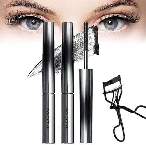 Judy Doll Mascara, 3D Curling Wimperneisen-Mascara, Doll Iron Brush Mascara, Judy Doll Curling Iron Mascara, Lash Princess Mascara, wasserfeste Mascaras (Black 2PCS)