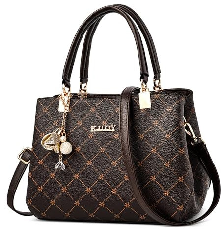 DORRISO Damen Handtasche Taschen Damen - Elegant Exquisites Anhänger Mehreren Fächern Wasserdicht PU Leder für Reisen Party Büro Urlaub Einkaufen Schwarz