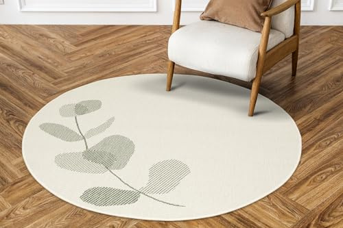 AKCILA Brussels Grün runden Outdoor Teppich 140 cm, Wetterfeste Balkon Teppiche, Sisal Teppich für Terrasse, Küchenteppich waschbar, Kitchen Rug, Balcony Carpet, Terassenteppich aussen Wetterfest