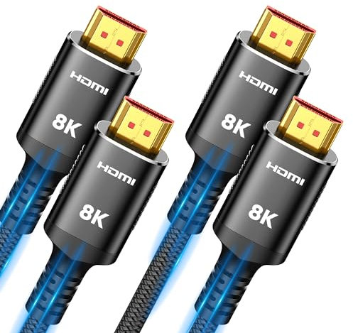 SNOWKIDS HDMI 2.1 Kabel 1Meter 2 Stück, 10K 8K HDMI Kabel 48Gbps Highspeed 8K@60Hz Ultra HD HDMI Kabel 4K@120Hz HDR 10, HDCP 2.2&2.3, RTX 3080 eARC Kompatibel mit PS-5 TV X-Box Projektor