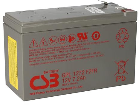 CSB Batteria al piombo GPL1272 F2-FR 12V 7,2Ah esente da manutenzione come WP7,2-12A, MPL7,2-12, SB12-72LV0, FG20721, NPD12-7,2, ecc.