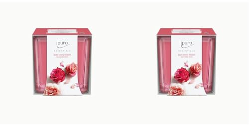 ipuro - dekorative ipuro lovely flowers Duftkerze - zarte & frische Duftkerzen im Glas - intensive Duftkerzen mit frischen & blumigen Noten - stilvolle Kerze 125 g, Klar (Packung mit 2)