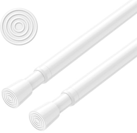 AIZESI 2 Stück gardinenstange ohne bohren 82-150cm,5/8 Durchmesser, teleskopstange vorhang, weiß gardinenstange zum klemmen - Teleskopstange, Duschstange & Kleiderstange