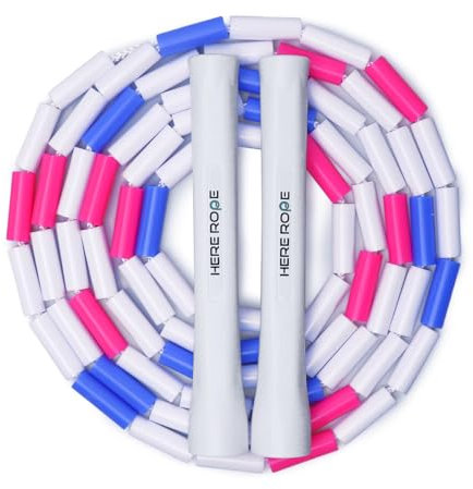 Beaded Jump Rope, Unbreakable Handles & Shatterproof Beads for Enhanced Fitness Training, Adjustable Beaded Skipping Ropes for Adults, Men & Women, Designed for All Levels & Indoor/Outdoor Use