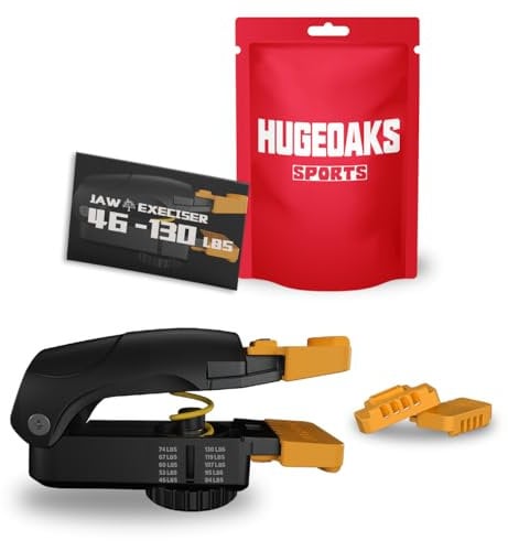 HUGEOAKS Resistance Adjustable Jaw Exerciser, 46-130 LBS, Jaw, Face and Neck Exerciser, Powerful Jawline Trainer for Beginners, Intermediate and Advanced Users - Slims and Trims the Face (1 Pack)