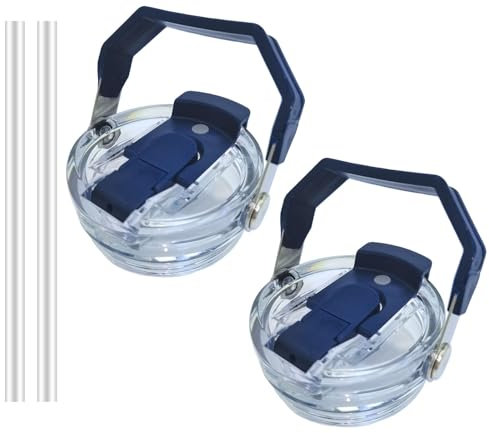 30oz & 20oz Replacement Lid for Stanley IceFlow Stainless Steel Tumbler，2 PCS Spill Proof Tumbler Cover with Handle & 2-in-1 Flip Straw Spout，Leak-Proof Splash Resistant (Dark Blue)