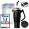 Avaloy auslaufsicher Thermobecher mit Griff und Strohhalm 40 oz Thermobecher Doppelwandiger Edelstahl Vakuum Tumbler für kalt Heiß Kaffeebecher To Go 1200 ml Stanley Cup Zubehör (Black)