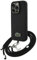 CG MOBILE Lacoste Iconic Petit Pique Crossbody Cord Hülle für iPhone 15 Pro Max kompatibel mit MagSafe (Schwarz)