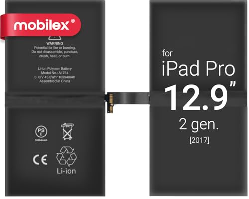 MOBILEX Batterie A1754 pour iPad Pro 12,9 (2 Gen) (2017) | 10 800 mAh - OEM | Interne Remplacement | Adhésif préinstallé | Capacité d'origine