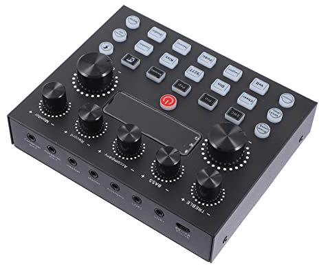 Sound Card Recording Voice Changer Podcast Karaoke Mixer Podcast Equipment Sound Board Microphones Soundboard Digital Mixer Black Electronic Component