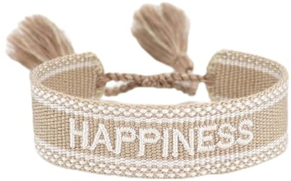 KBOLAE Bracelets réglables en corde avec pompons tissés pour une déclaration de mode chic et manuelle en polyester tissé à la main Kaki Love, Khaki happiness, Polyester, comme description