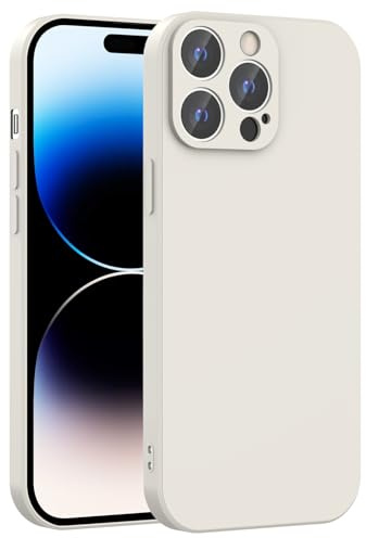Honara Silicone Case for iPhone 14 Pro Max, Full Camera Protection, Slim Liquid Silicone Phone Bumper Cover, Soft Touch, Antiskid, DustProof, Shockproof, Drop-Resistant, Anti-Scratch Cases (White)