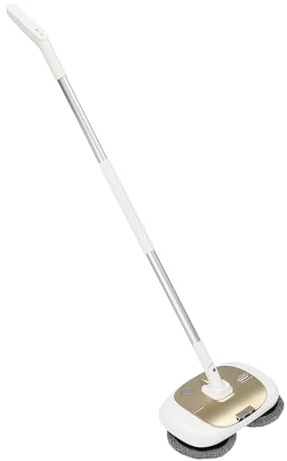 KANBCNG Elektrischer Bodenwischer Kabellos Elektrischer Mopp Akku Vibrationsmopp mit LED-Beleuchtungssystem Wassersprühfunktion 400ml Wassertank Wischmopp Elektrische Bodenreinigungsmaschine (Gold)