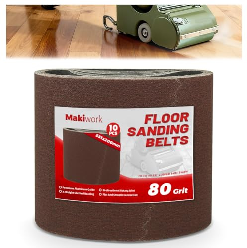 Makiwork 10er Set Schleifbänder 551 x 200 mm, Korn 80 – Aluminiumoxid-Schleifpapier für Parkettschleifmaschinen (Bona, Lägler, Künzle & Tasin) – Profi-Qualität für Parkettböden