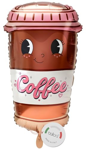 balloa Foil Balloon XXL Coffee Cup, Helium Balloon Coffee Mug Decoration, Balloon Coffe Design, Gift Idea for Coffee Lovers Women Men Cafe Party Celebration, Party Decoration Birthday, 61 cm