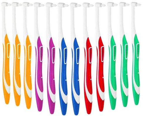 12 Stk Einbüschelbürste Einbüschelzahnbürste Tuft Zahnbürste für Kieferorthopädische Zahnspangen, Zahnspangen Bürste, Solo Mini Zahnbürste für Mundpflege