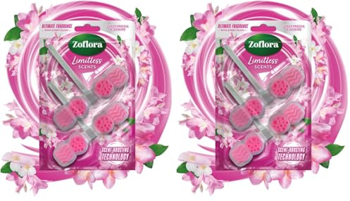 Zoflora Rim Blocks Freesia & Jasmine, 2 x 131g Pack, Freshness & Odour Control, Long-Lasting Floral Fragrance, Kills 99.9% of Bacteria (Pack of 2)