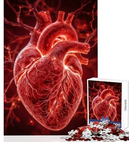 Anspruchsvolles 1000-teiliges Herz-Puzzle für Erwachsene mit Venen und Arterien DIY-Spielzeug Geschenkidee zum Geburtstag praktisches Spiel Künstlerbedarf Größe 38x52cm