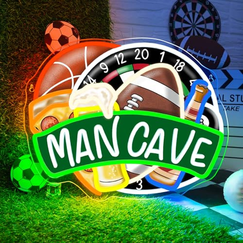 Men Cave Neon Schild Bier Basketball Wanddekoration Licht für Männerhöhle | 40*32CM,Einstellbare Helligkeit (5 Stufen),für Männer,Jungen Sportfans,Schlafzimmer,Gaming Zimmer,Club,Hausbar,Kneipe,Lounge