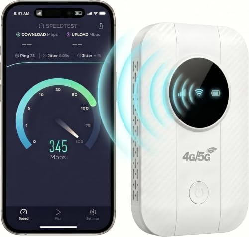 Routeur 5G Pocket WiFi débloqué sans abonnement, Modem 5G/4G Haut débit Compatible Carte SIM, Hotspot Mobile WiFi 6 Multi-appareils Jusqu’à 28 connexions pour Voyage et télétravail