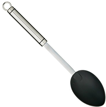 Kitchen Craft - Grande Cuillère de Cuisine Professionnelle en Inox et Nylon, 34 cm - Noir et Argent