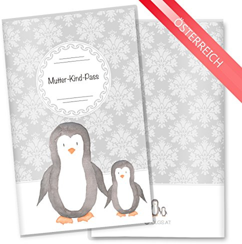 OLGS Mutter-Kind-Passhülle für Österreich Pinguin in Black & White, Kunststoff-Schutzhülle für den MuKipass ohne Personalisierung