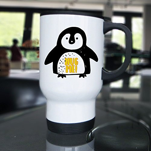 Guten-Morgen-Becher Thermotasse Pinguin Hug Me 14 Unzen, Doppelwandig Aluminium, Isoliert, 1400 Milliliter, Zylindrisch, Klassiker, Wiederverwendbar, Tasse