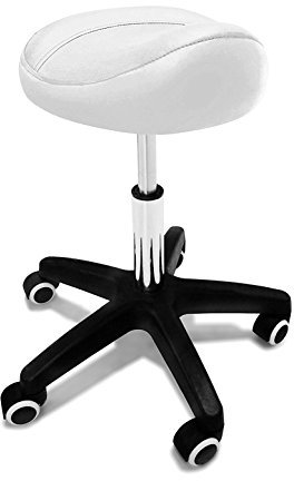 Crisnails® Silla de Trabajo, Taburete con Ruedas Giratorias, Taburete para Cosmetica, Dentista y Peluqueria (Blanca)