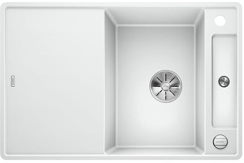 BLANCO AXIA III 45 S-F | Granitspüle aus SILGRANIT weiß | mit | [77x50x20,2 cm] | für 45 cm breite Unterschränke | mit Glasschneidbrett | Reinigungsfreundlich | Einbauart: Flächenbündig