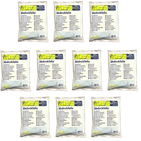 10x Vielzweckplane 4m x 12,5m Transparent Abdeckfolie Allzweckplane Malerfolie Abdeckplane Allzweckfolie Streichen Maler Plane Durchsichtig