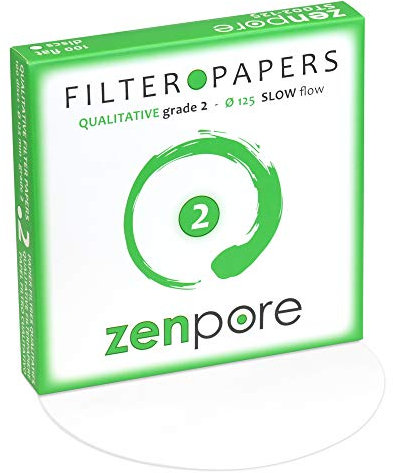 zenpore Carta da filtro da laboratorio da 12,5 cm, qualitativa standard di grado 2 - Flusso lento 125 mm (100 dischi)