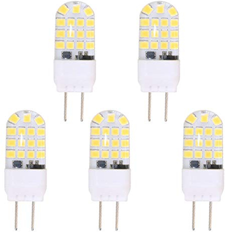 Lxcom Lighting 4W G6.35/GY6.35 Base LED Light Bulbs(5 Pack)- 110V Daylight White 6000K T3/T4 JC Type LED Bulb 40W Halogen Replacement Bulb for Desk Lamp Accent Chandelier Light Landscape Lighting