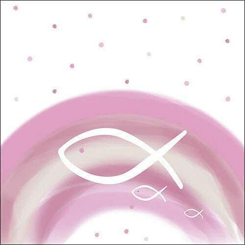 Servietten Konfirmation 20 Servietten Fische auf Regenbogen rosa als Tischdeko zur Taufe, Kommunion und Konfirmation 33x33cm