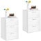 Yaheetech Bedside Table Set of 2, Nightstand Bedside Cabinet with 3 Drawers, Chest of Drawer with Metal Handels, Modern White Side End Table for Bedroom Living Room, 40 x 35 x 60cm