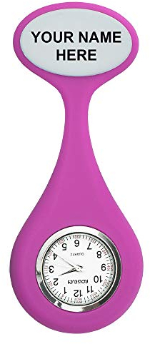 ROLSLEY Montre Infirmière personnalisée Poche à Quartz Rond en Silicone Rose avec Broche Epingle Clip
