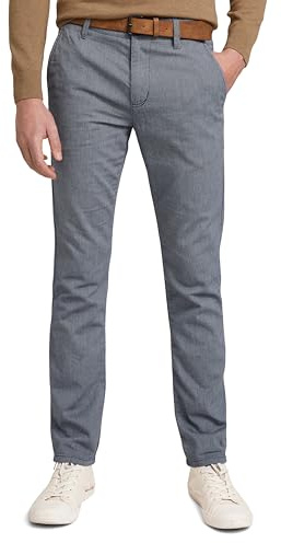 TOM TAILOR Denim Herren Straight Fit Chino Hose mit Gürtel 21439 - Two Colored Navy Design 30W / 30L