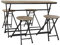 DRW Set mit 5 Beistelltisch und 4 Hocker aus Fichte und Metall in Natur, 141 x 151 x 86 cm, Natürlich Schwarz, 141x151x86cm