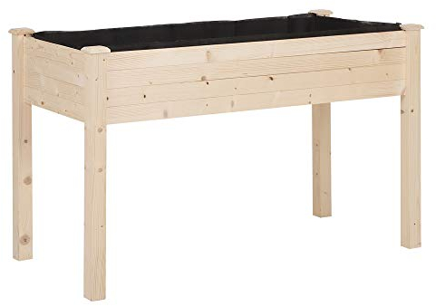 Outsunny Jardinière sur Pieds Potager dim. 122L x 56l x 76H cm Inserts d'irrigation + Feutre de Drainage Inclus Bois Massif Sapin