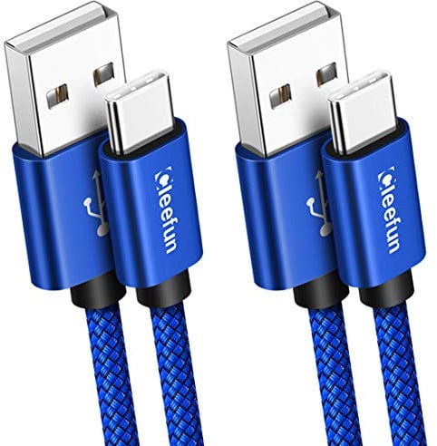 CLEEFUN USB A to USB C Cable 1m 2Pack, USB to Type C Charger Cable, 3A Fast Charging USBC Lead for Samsung Galaxy S25 S24 S23 S22 S21 S20 Plus, A53 A55 A15 A25, Durable & High-Speed Charging