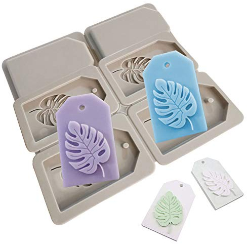 4-Cavity Leaf Silicone Molds DIY Monstera Leaf Aromatherapy Wax Chip Mould Car Pendant Gypsum Chocolate Chip Mold Kitchen Baking Tool Cake Decoration Molds