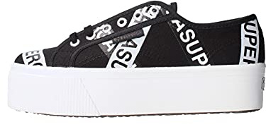 SUPERGA Damen 2790 Lettering Tape Jellysole, Turnschuhe Gymnastikschuh, Nero, 37 EU