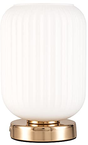 Pauleen 48193 Noble Purity Tischleuchte max. 20 Watt Weiß, Champagnergold Glas, Metall E27