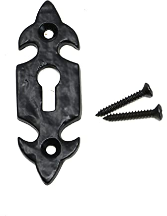 fiXte® Fleur de LYS Door Escutcheon Lock Keyhole Cover Plate and Fixings in Antique Black