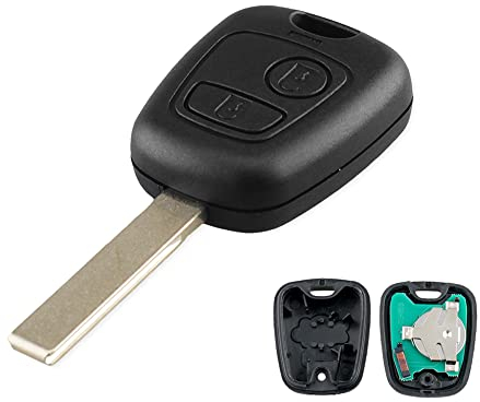 Heart Horse 433MHz Coque de Clé de Voiture Télécommande Boitier Clé Plip de 2 Boutons Télécommande Coque Clé pour Peuge0t 107 207 307 407 Clef Telecommande avec ID46 PCF7961 Chip HU83 Lame