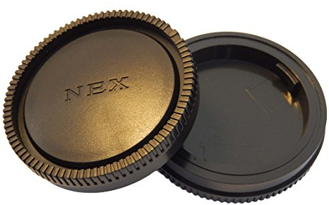 vhbw Lens Cap Set compatible with Sony Carls Zeiss Sonnar T* E24mm F1,8 Camera - Rear Lens and Housing Protector, black