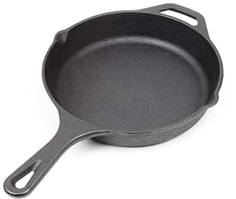 WilTec Sarten de Hierro Fundido Ø20cm para Todo Tipo de cocinas Mango y hendiduras de vertido utensilio