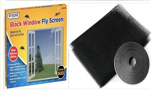 Homebay® DIY Insect Mesh Fly Screens for Windows Nets to Keep Bugs Out | Cut to Size | 130cm x 150cm | with Self-Adhesive Hook & Loop Strip